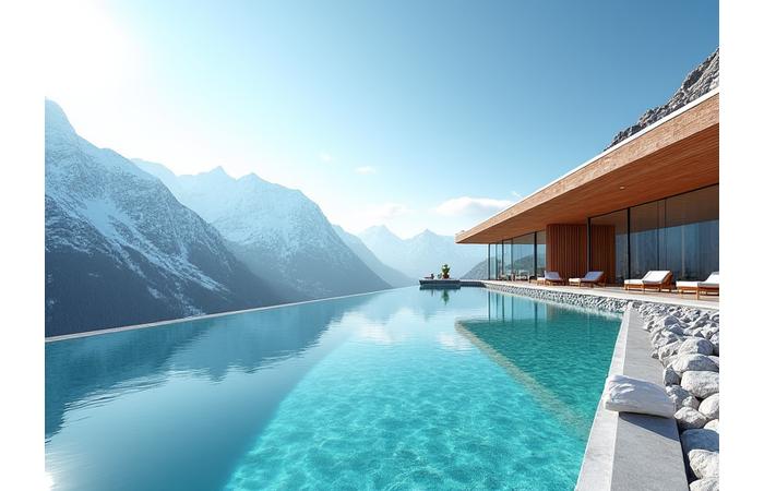 Modernes Wellnesshotel mit Infinity-Pool und Bergblick