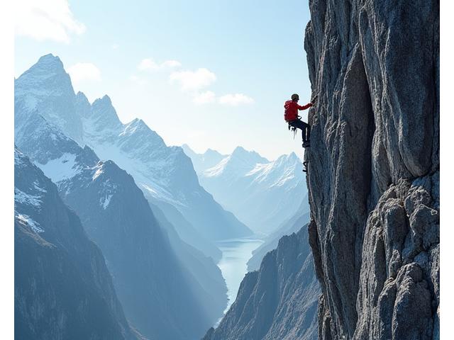 Person beim Bungee-Jumping oder Base-Jumping in einer atemberaubenden alpinen Landschaft
