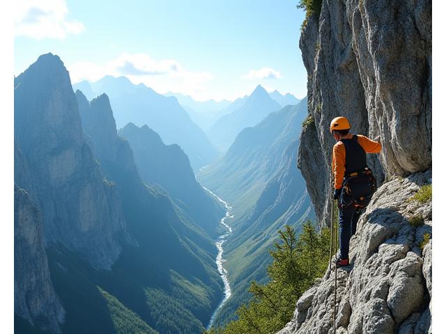 Person am Klettersteig in den Alpen