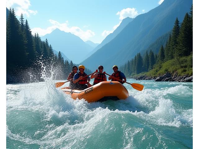 Wildwasser-Rafting auf einem reißenden Fluss