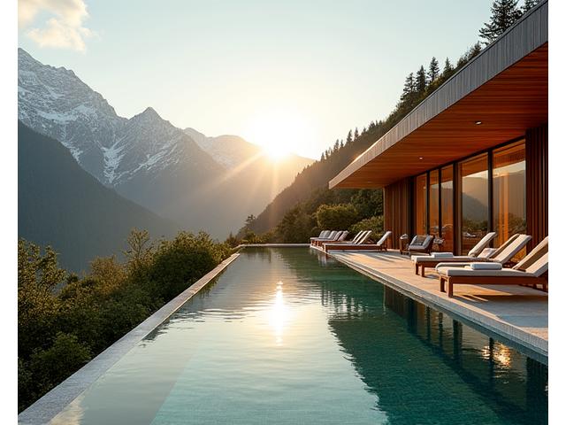 Luxuriöses Wellness-Resort in den schweizer Alpen mit Panoramablick