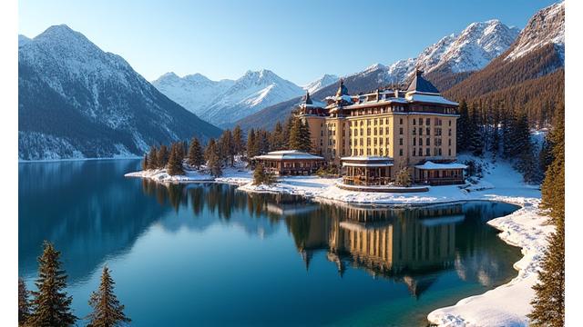 Exklusives Luxushotel im Engadin mit Blick auf den See.