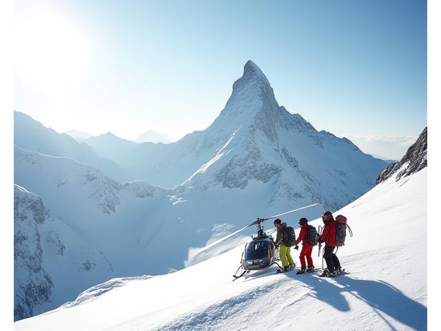 Eine Familie beim Heli-Skiing in Zermatt