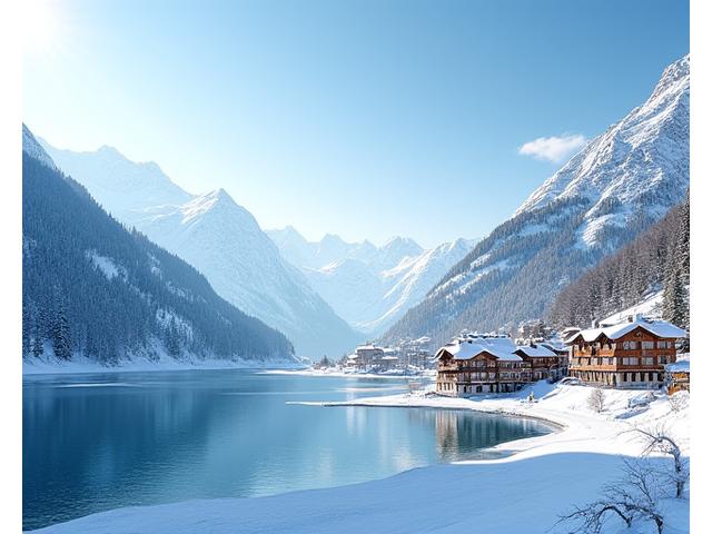 Malerisches St. Moritz mit zugefrorenem See und schneebedeckten Bergen im Hintergrund