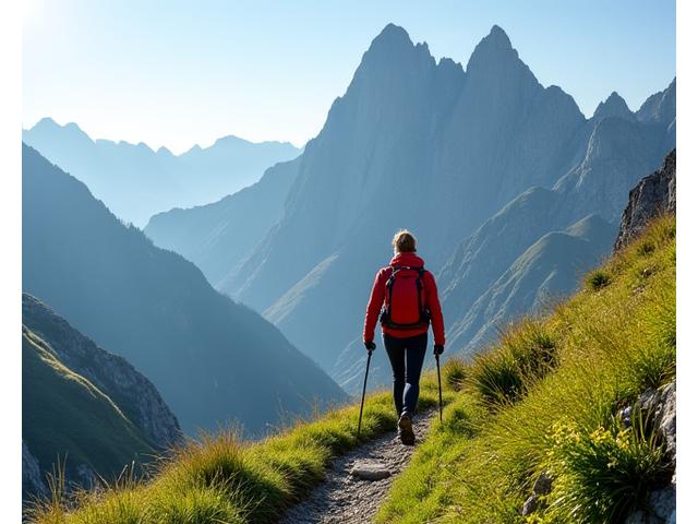 Solo-Wanderer auf einem Bergpfad in den Schweizer Alpen